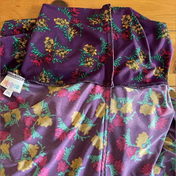 LuLaRoe Plum Purple & Floral Jersey A-Line Maxi Skirt XL (Altered from 3XL) - Picture 6 of 10